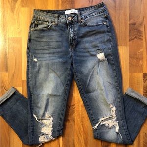 KanCan High Rise Destructed Boyfriend Jeans